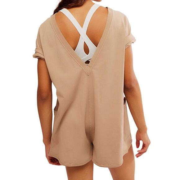 FP Movement Women's Hot Shot Tee Romper Tan Jumpsuit Size Small - Picture 3 of 10